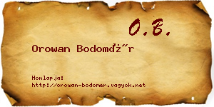 Orowan Bodomér névjegykártya